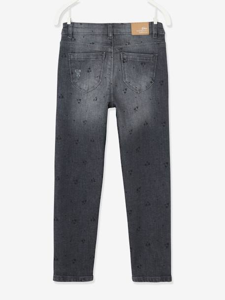 Rechte meisjesjeans met gebruikte details grijs - vertbaudet enfant 