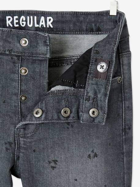 Rechte meisjesjeans met gebruikte details grijs - vertbaudet enfant 