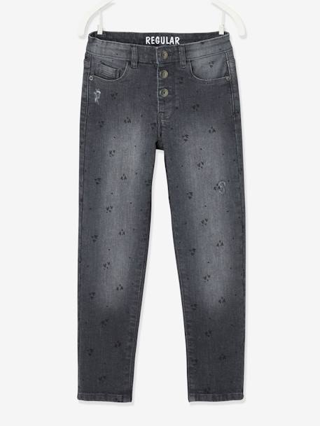 Rechte meisjesjeans met gebruikte details grijs - vertbaudet enfant 