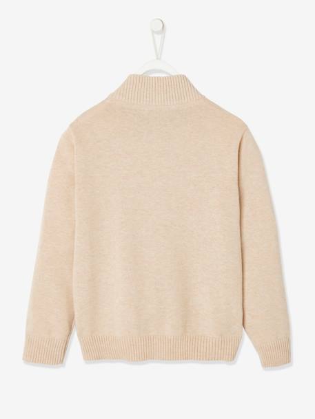 jongensvest met ritssluiting en opstaande kraag Blauw chiné+Ecru geschineerd - BROSS B 029+gemêleerd groen - vertbaudet enfant 