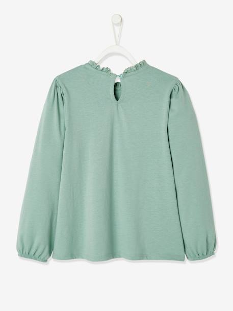 Oeko-Tex® Macramé Details Meisjesblouse T-shirt groen+marineblauw+wit - vertbaudet enfant 
