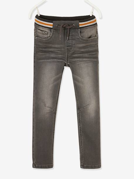 Rechte fleecebroek jongens denim look DARK GROSS+denim grijs+double stone+gebleekt denim+STONE MIDDEN+zwart denim - vertbaudet enfant 