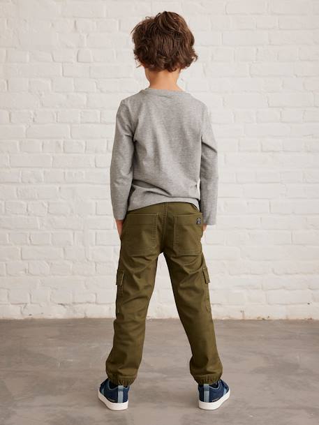 Jongensbroek battle eenvoudig aan te trekken donkerkaki+hazelnoot+ijsblauw+taupe - vertbaudet enfant 