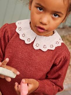 Meisje-Trui, vest, sweater-Trui-Meisjestrui met kraag van Engels borduursel