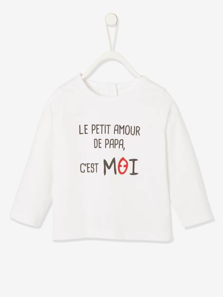 T-shirt met lange mouwen en tekst voor baby's gemêleerd grijs+wit - vertbaudet enfant 