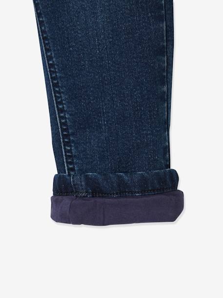 Gevoerde jeans met rechte pasvorm, eenvoudig aan te trekken denim blue black - vertbaudet enfant 