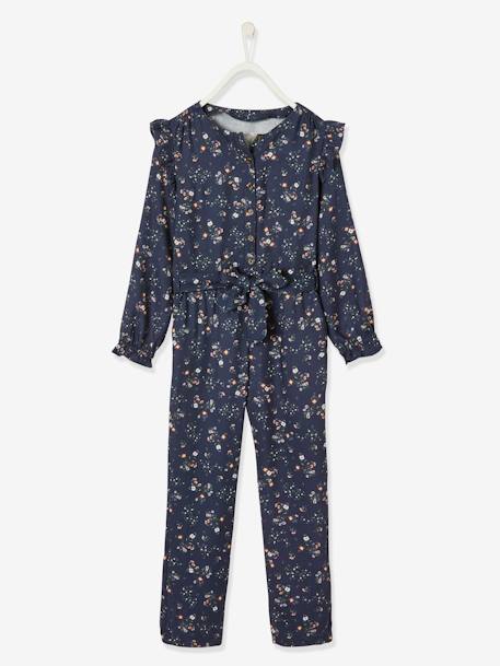 Gebloemde meisjesjumpsuit inkt met print - vertbaudet enfant 