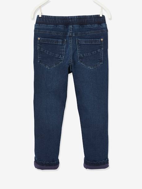 Gevoerde jeans met rechte pasvorm, eenvoudig aan te trekken denim blue black - vertbaudet enfant 