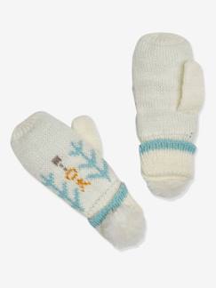 Meisje-Accessoires-Meisjesmuts, sjaal, handschoenen-Gebreide handschonen van jacquard en pompon van imitatiebont Oeko Tex®.