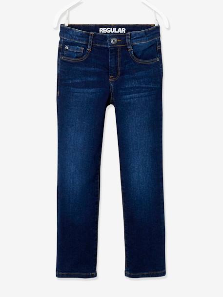 Rechte jeans voor jongens MorphologiK 'waterless' met heupomtrek SMALL RUW DENIM+STONE - vertbaudet enfant 