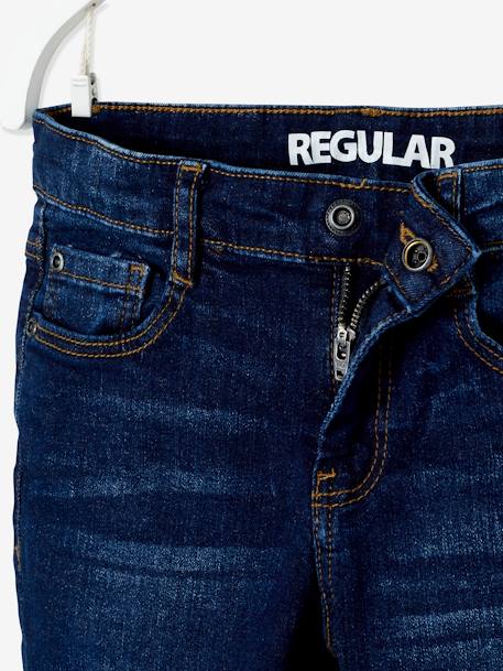 Rechte jeans voor jongens Morphologik met heupomtrek LARGE RUW DENIM+STONE - vertbaudet enfant 
