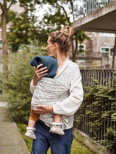 Draagdoek VERTBAUDET beige, bedrukt+GRIJS CHINE PUCE+ivoor blaadjes+wit, bedrukt - vertbaudet enfant 