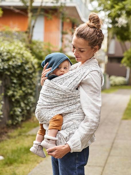 Draagdoek VERTBAUDET beige, bedrukt+GRIJS CHINE PUCE+ivoor blaadjes+wit, bedrukt - vertbaudet enfant 