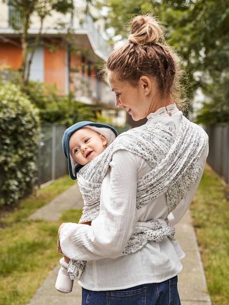 Draagdoek VERTBAUDET beige, bedrukt+GRIJS CHINE PUCE+ivoor blaadjes+wit, bedrukt - vertbaudet enfant 