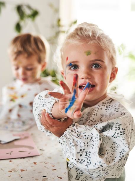 Slab lange mouwen meerkleurig+Plantenprint+roze (poederkleur)+vos - vertbaudet enfant 