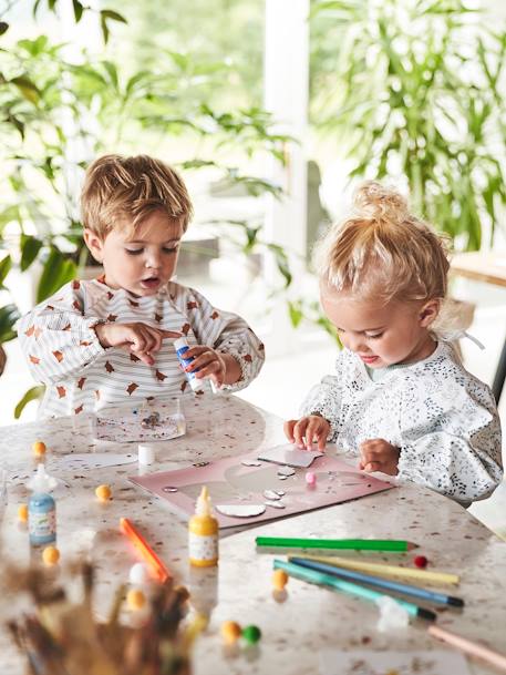 Slab lange mouwen meerkleurig+Plantenprint+roze (poederkleur)+vos - vertbaudet enfant 