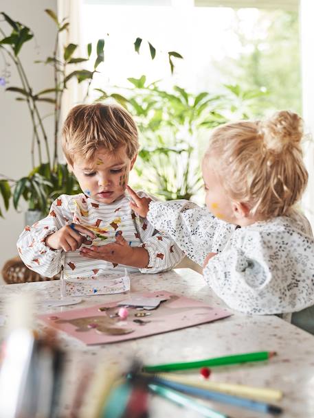 Slab lange mouwen meerkleurig+Plantenprint+roze (poederkleur)+vos - vertbaudet enfant 