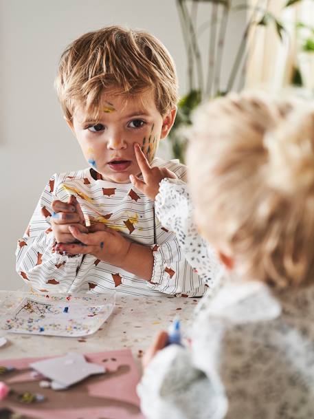 Slab lange mouwen meerkleurig+Plantenprint+roze (poederkleur)+vos - vertbaudet enfant 