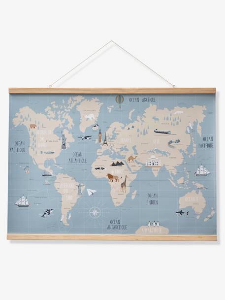 Kaart van de wereld papier muurdecoratie Wereldkaart Blauw - vertbaudet enfant 