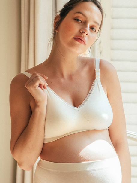 Naadloze zwangerschaps- en borstvoedingsbeha Organic CACHE COEUR naturel - vertbaudet enfant 