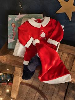 Baby-Pyjama, surpyjama-Kerstcadeauset voor baby met fluwelen pyjamapakje + mutsje