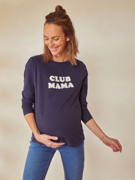 T-shirt met tekst, zwangerschap en borstvoeding, van biologisch katoen MARINEBLAUW GRIJS - vertbaudet enfant 