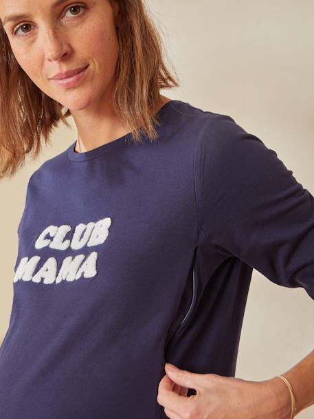 T-shirt met tekst, zwangerschap en borstvoeding, van biologisch katoen MARINEBLAUW GRIJS - vertbaudet enfant 