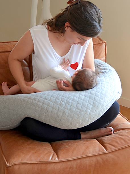 Kraam- en borstvoedingskussen BEABA Big Flopsy beige+bruin, bedrukt+cacao+Gechineerd grijs+groen - vertbaudet enfant 