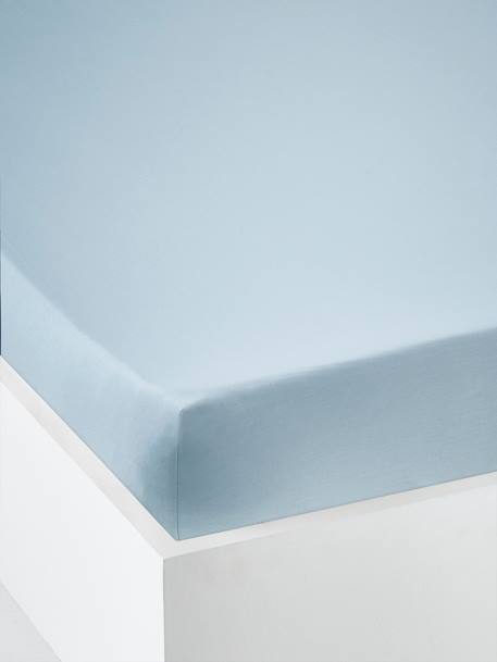 Effen hoeslaken kind Oeko-Tex® antraciet+blauwgroen+ecru+grijs+groen+jeansblauw+koraal+Licht lila+lichtblauw+lichtroze+marineblauw+pistache+saliegroen+terracotta+wit - vertbaudet enfant 