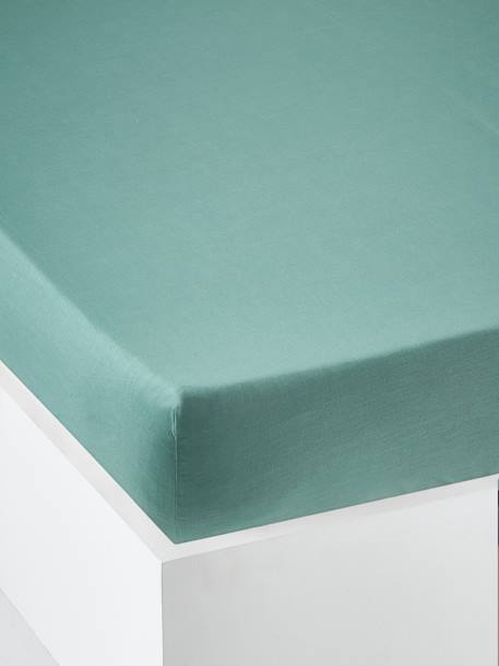 Effen hoeslaken kind Oeko-Tex® antraciet+blauwgroen+ecru+grijs+groen+jeansblauw+koraal+Licht lila+lichtblauw+lichtroze+marineblauw+pistache+saliegroen+terracotta+wit - vertbaudet enfant 