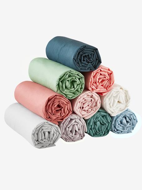 Effen hoeslaken kind Oeko-Tex® antraciet+blauwgroen+ecru+grijs+groen+jeansblauw+koraal+Licht lila+lichtblauw+lichtroze+marineblauw+pistache+saliegroen+terracotta+wit - vertbaudet enfant 