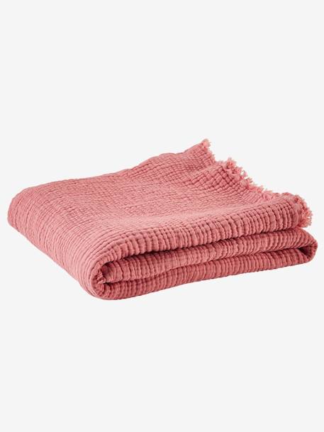 Deken van biologisch katoengaas. blauwgroen+karamel+roze+taupe - vertbaudet enfant 