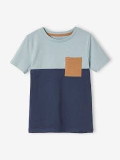 Jongens-T-shirt, poloshirt, souspull-T-shirt-Colorblock jongensshirt met korte mouwen