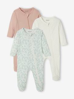 Baby-Pyjama, surpyjama-Set van 3 babypyjama's in jersey met ritssluiting