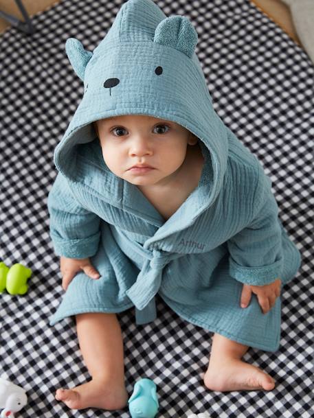 Biologisch katoenen gaas* baby badjas, aanpasbaar Oeko-Tex®. groen+roze - vertbaudet enfant 