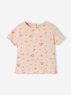 Baby-T-shirt, souspull-T-shirt-Babyshirt met bloemen in geribbeld tricot