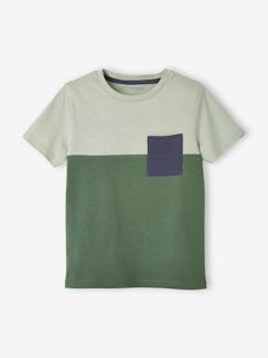 Jongens-T-shirt, poloshirt, souspull-Colorblock jongensshirt met korte mouwen