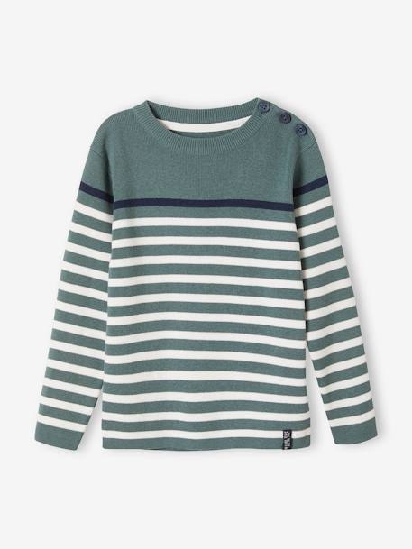 Gestreepte jongenstrui ecru+GESTREEPT MARINEBLAUW OKERGEEL+groen+Marine en ivoor gestreepte sal - vertbaudet enfant 