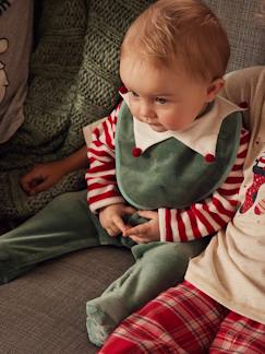 Baby-Pyjama, surpyjama-Kerstcadeauset voor baby fluwelen pyjamapakje + slabbetje