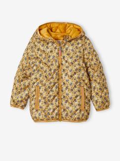 Meisje-Mantel, jas-Lichte donsjas voor meisjes met capuchon en print