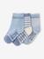 Set van 3 paar gestreepte sokken jongens licht leisteenblauw - vertbaudet enfant 
