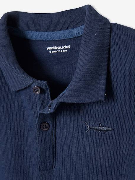 Poloshirt met korte mouwen voor jongens met borduurwerk op de borst blauw+lichtgeel+lichtkaki+MARINEBLAUW+terracotta+wit - vertbaudet enfant 