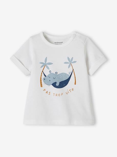 Set babyshirt met print en baggy short wit - vertbaudet enfant 