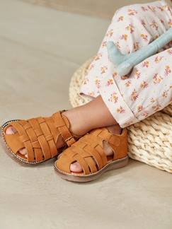 Schoenen-Baby schoenen 17-26-Loopt jongen 19-26-Leren sandalen baby met dichte voorkant