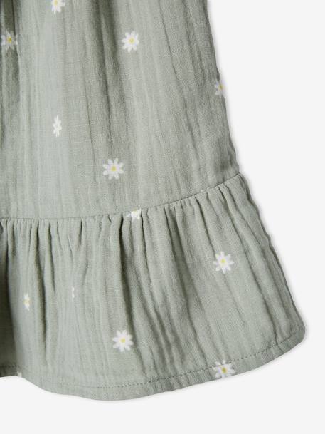 Bedrukte jurk van katoengaas voor meisjes groen met print - vertbaudet enfant 