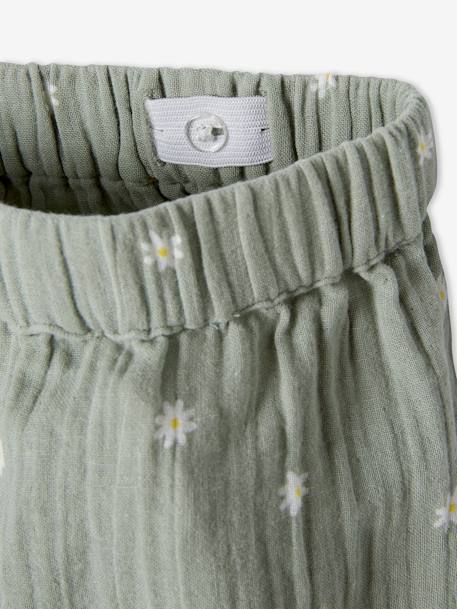 Bedrukte jurk van katoengaas voor meisjes groen met print - vertbaudet enfant 