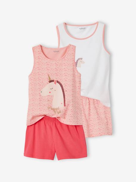 Set van 2 pyjama shorts voor meisjes Oeko-Tex® Set roze - vertbaudet enfant 