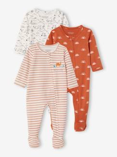 Baby-Pyjama, surpyjama-Set van 3 katoenen babypyjama's met ritssluiting Oeko Tex®