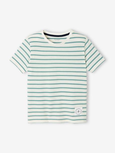 Marinière jongensshirt korte mouwen azuurblauw+donkerblauwe indigo gestreept+geel, gestreept+Gestreept salie+rood, gestreept - vertbaudet enfant 