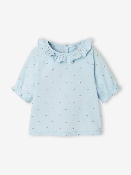 T-shirt met kraagje voor baby's blauw bedrukt+roze met print - vertbaudet enfant 